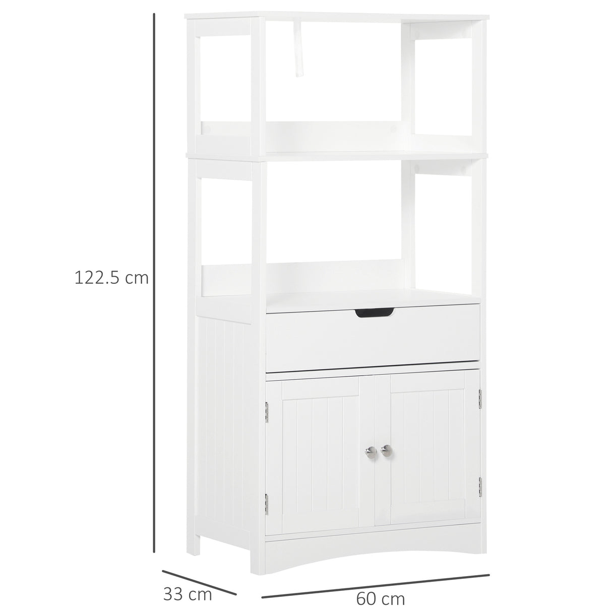 easycomfort easycomfort mobile bagno con mensole armadietto e cassetto in legno bianco 60x33x122.5cm
