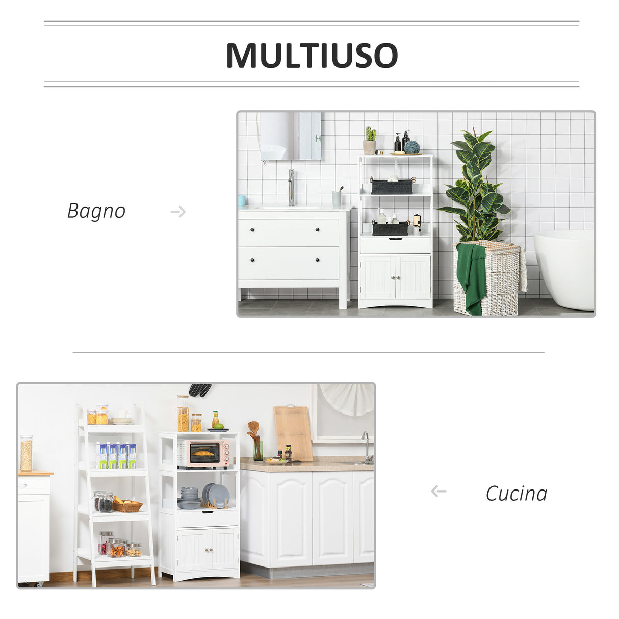 easycomfort easycomfort mobile bagno con mensole armadietto e cassetto in legno bianco 60x33x122.5cm
