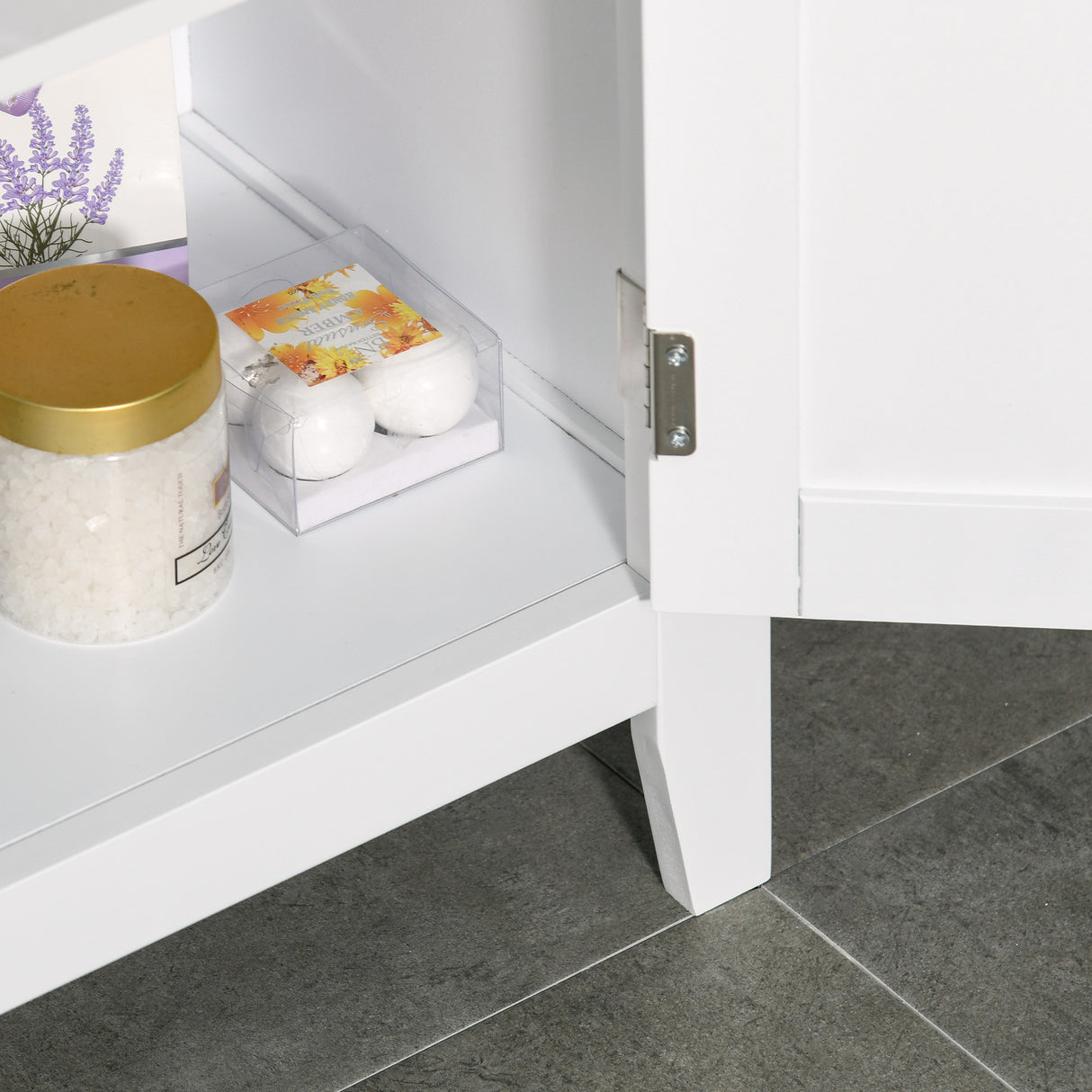 easycomfort easycomfort mobile bagno con mensole regolabili e armadietto 2 ante in legno bianco 50x30x93cm