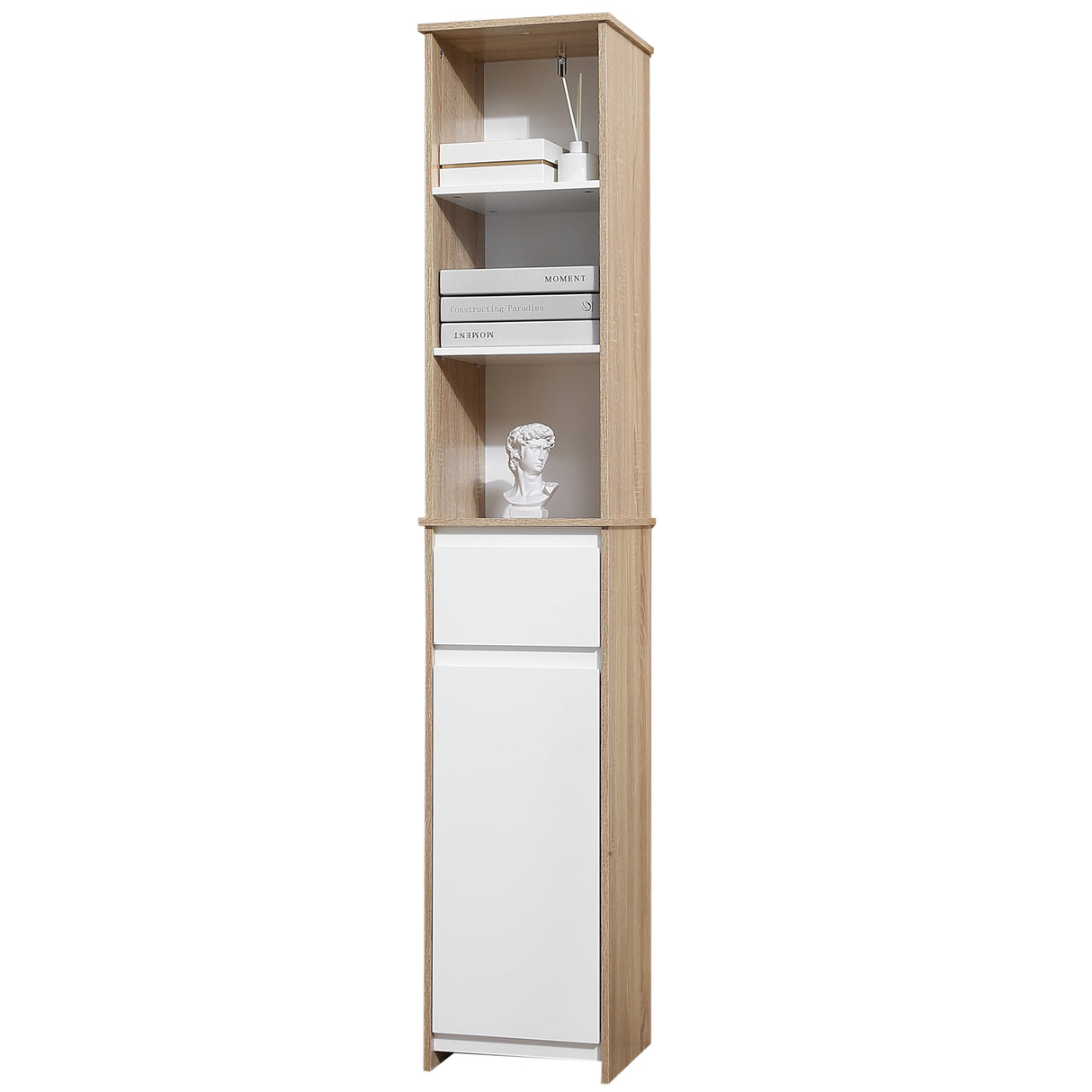 easycomfort easycomfort scaffale bagno con ripiani salvaspazio in legno bianco