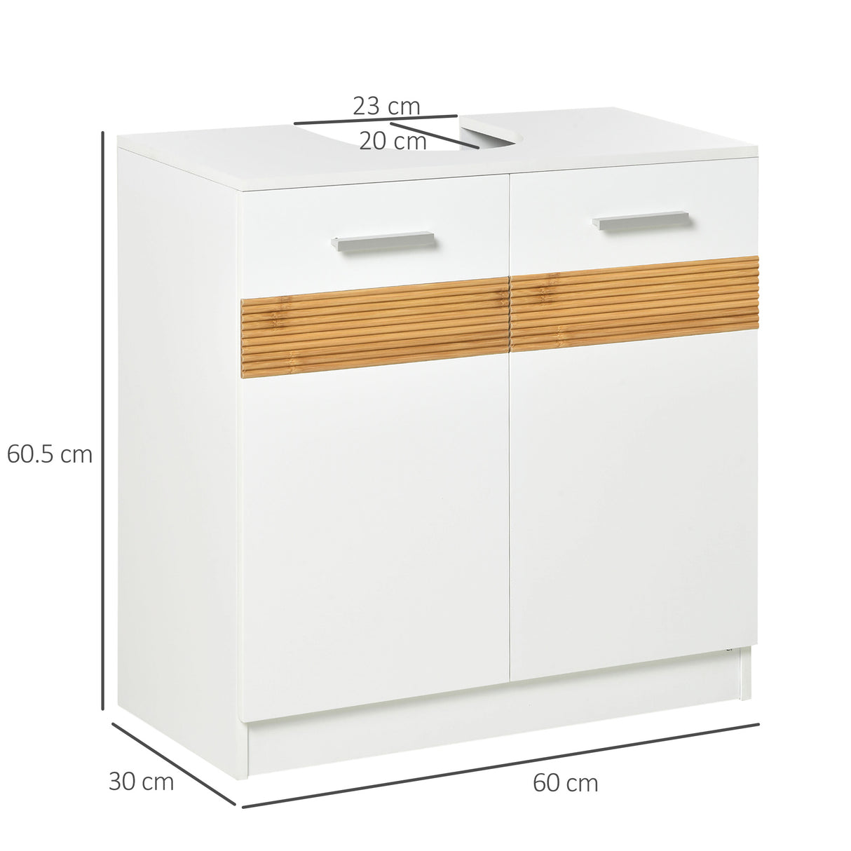easycomfort easycomfort mobile sotto lavabo bagno mobiletto bagno sottolavandino con antine in legno 60x30x60.5cm bianco