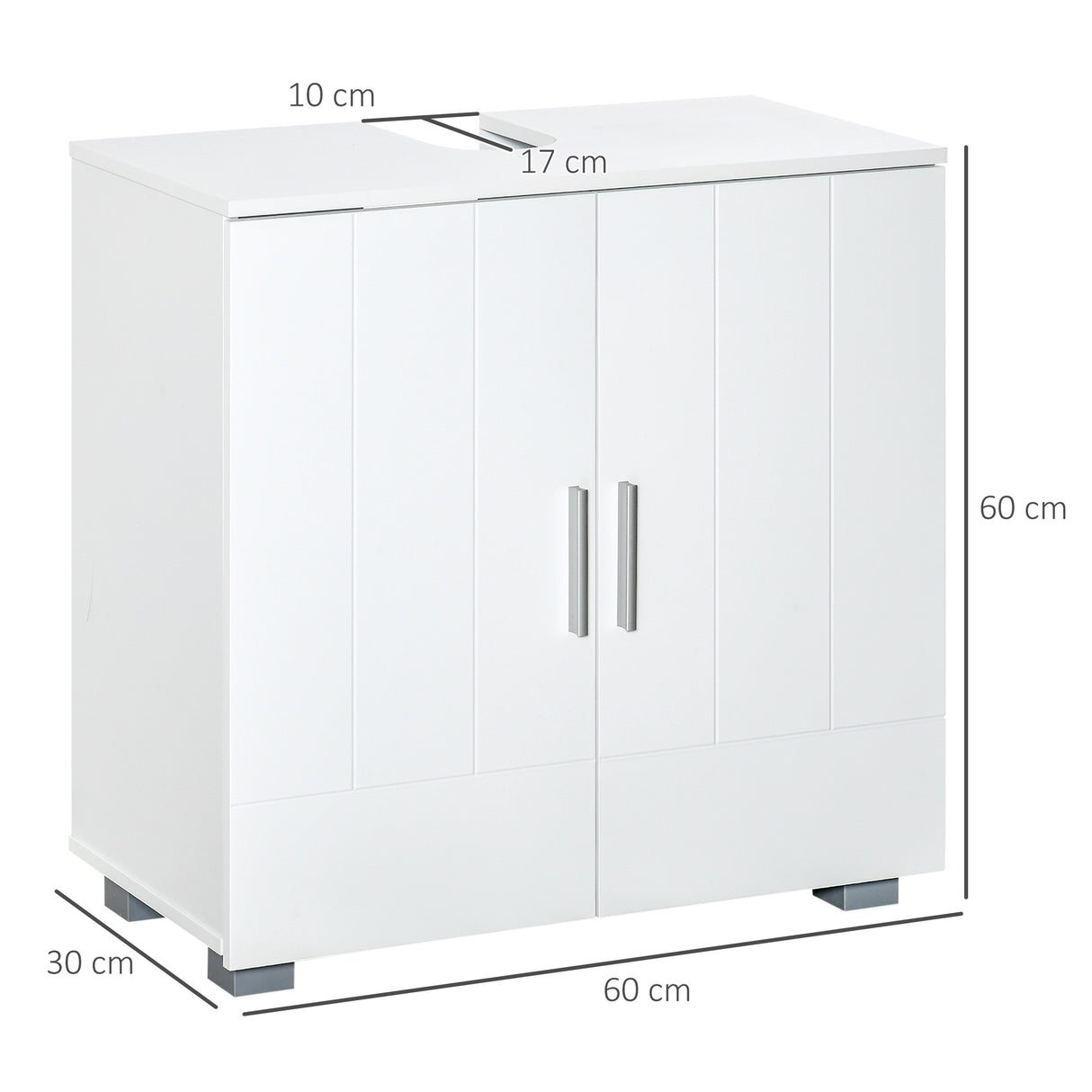 easycomfort easycomfort mobile sotto lavabo bagno a u con 2 ante e ripiano interno regolabile 60x30x60cm