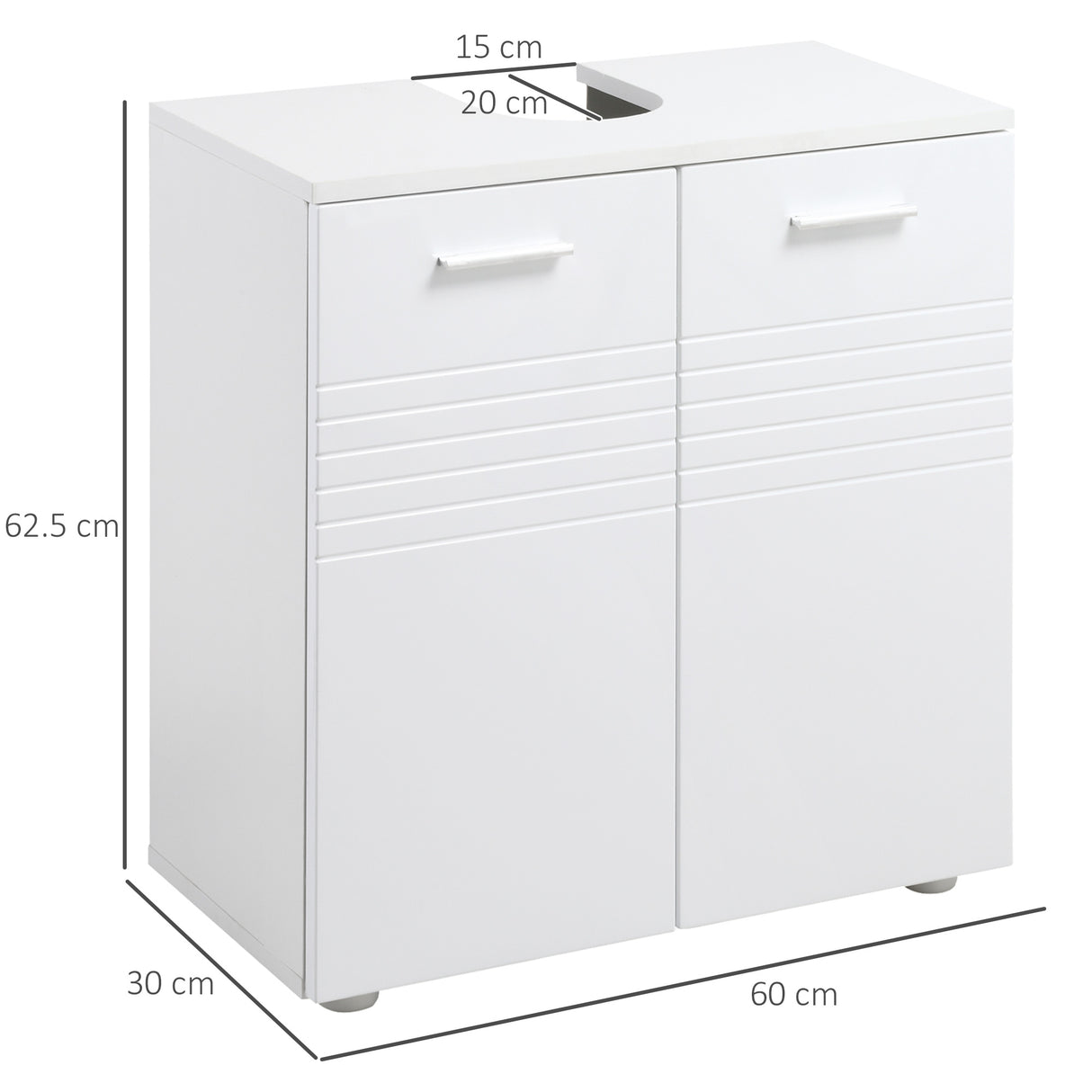 easycomfort easycomfort mobile sottolavabo per bagno a 2 ante in legno con mensola regolabile 60x30px62 5cm