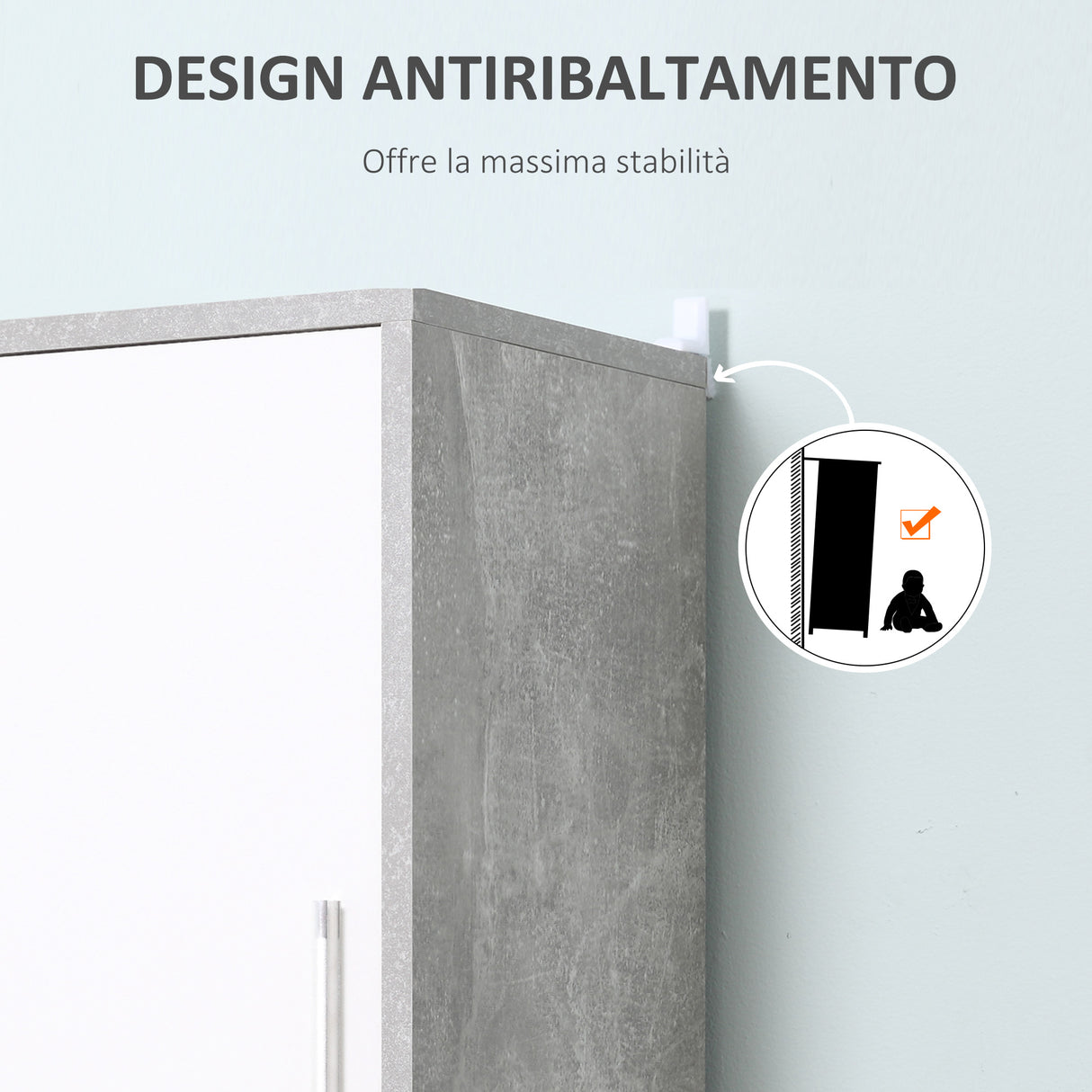 easycomfort easycomfort colonna bagno con 2 armadietti e 2 vani aperti in legno effetto cemento 30x30x180cm