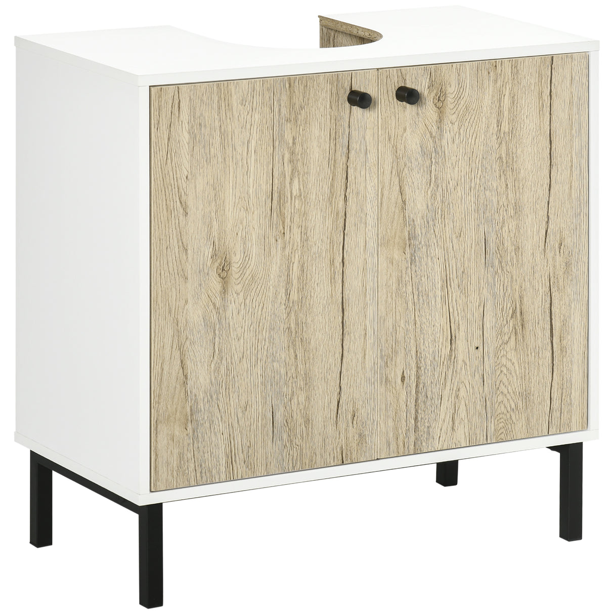 easycomfort easycomfort mobile bagno sotto lavabo a 2 ante con ripiano interno in truciolato e acciaio 60x30x60 cm bianco e rovere