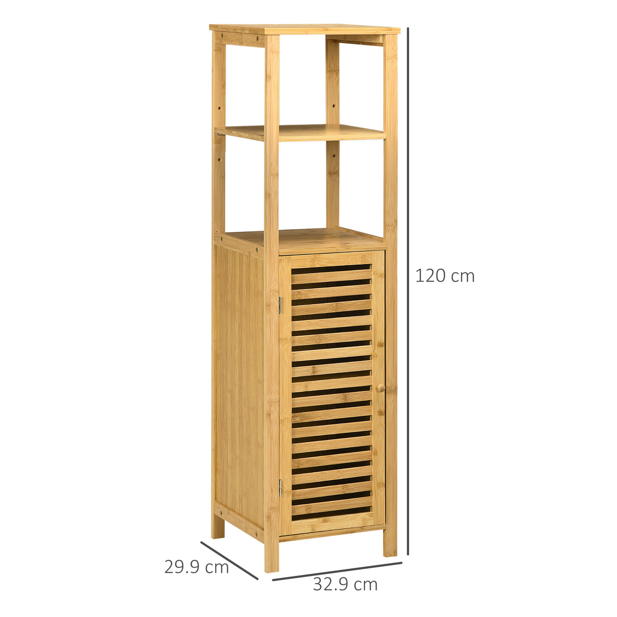 easycomfort easycomfort armadietto bagno in bambu con 2 ripiani aperti e armadietto a 2 livelli 32 9x29 9x120 cm