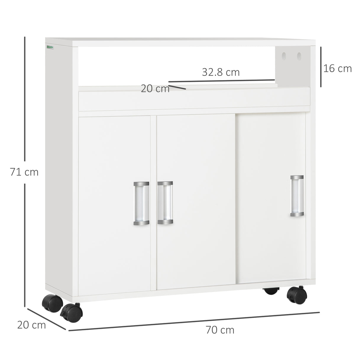 easycomfort easycomfort mobiletto bagno con porte scorrevoli ripiano regolabile e 4 ruote in truciolato e lega di alluminio 70x20x71cm bianco
