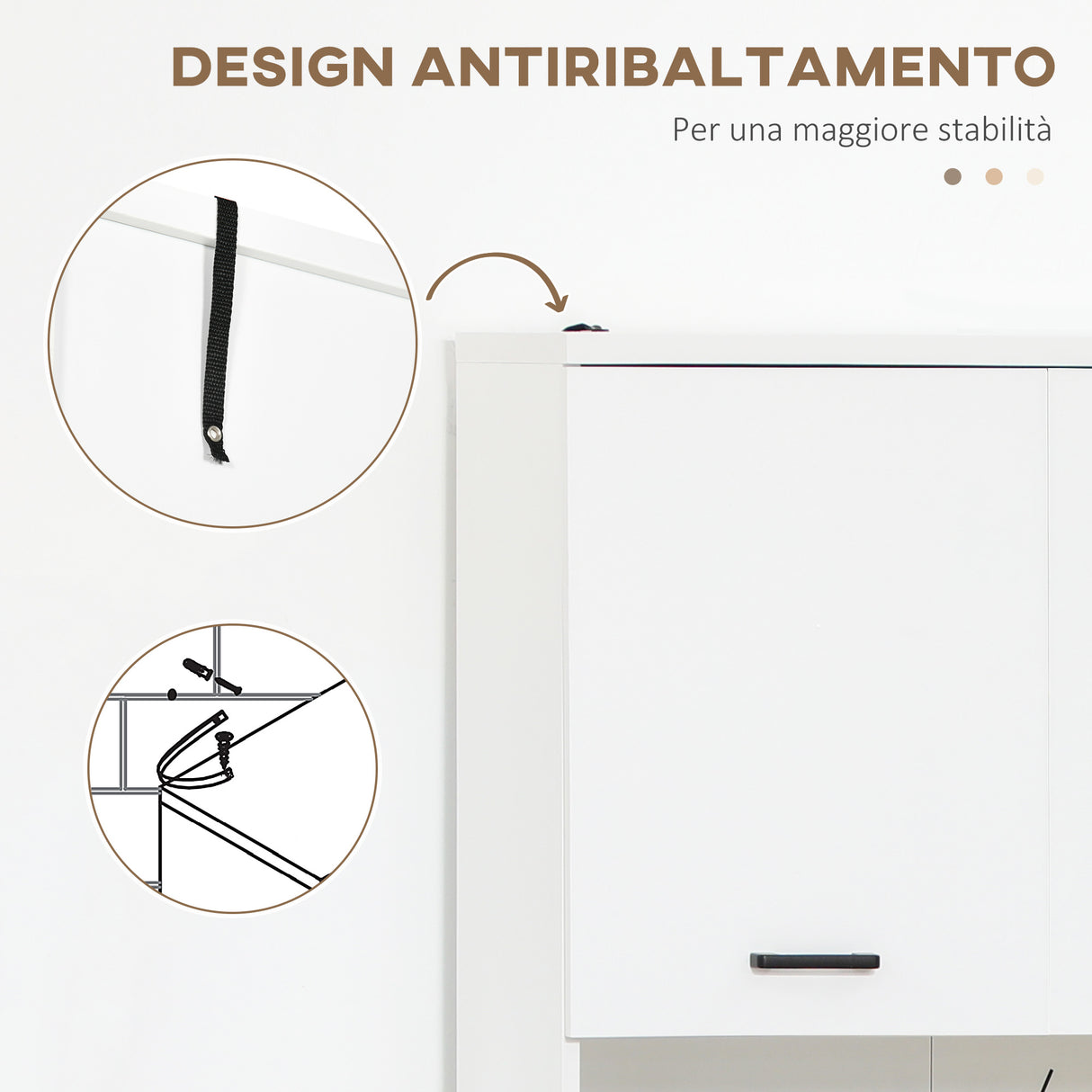 easycomfort easycomfort mobile bagno in truciolato bianco con 2 armadietti con ante e 2 ripiani aperti 80x33 5x190 cm