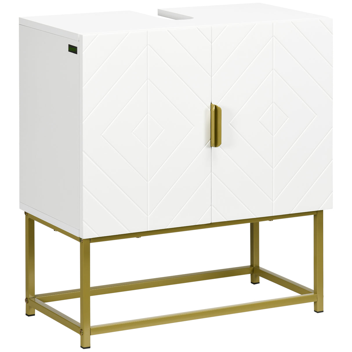 easycomfort easycomfort mobile bagno sottolavabo con armadietto 2 ante in legno e acciaio 60x30x65cm bianco e oro