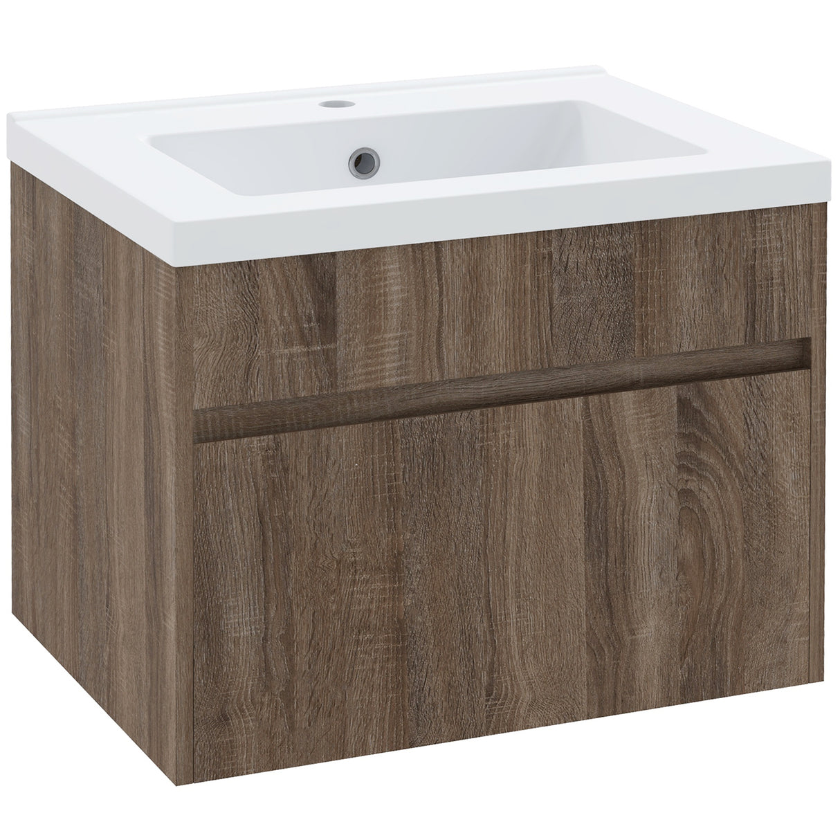 easycomfort easycomfort mobile lavabo da 60cm con cassetto in legno e lavandino in ceramica marrone chiaro