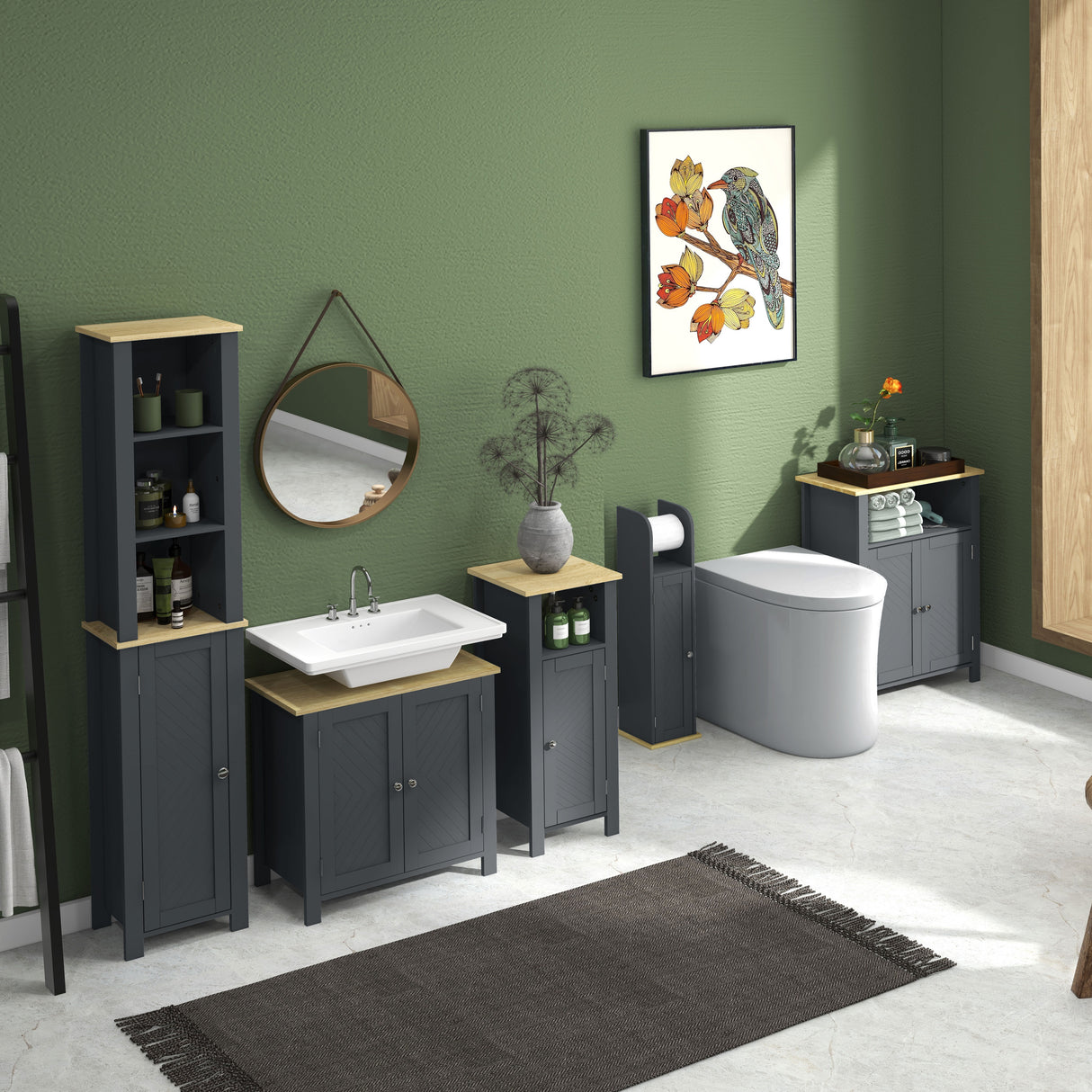 easycomfort easycomfort mobiletto bagno a 3 ripiani in mdf e truciolato con ripiano interno regolabile 60x30x80 5 cm