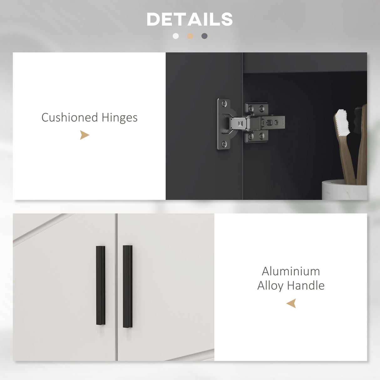 easycomfort easycomfort mobile sottolavabo bagno in legno con armadietto 2 ante 60x30x60cm grigio