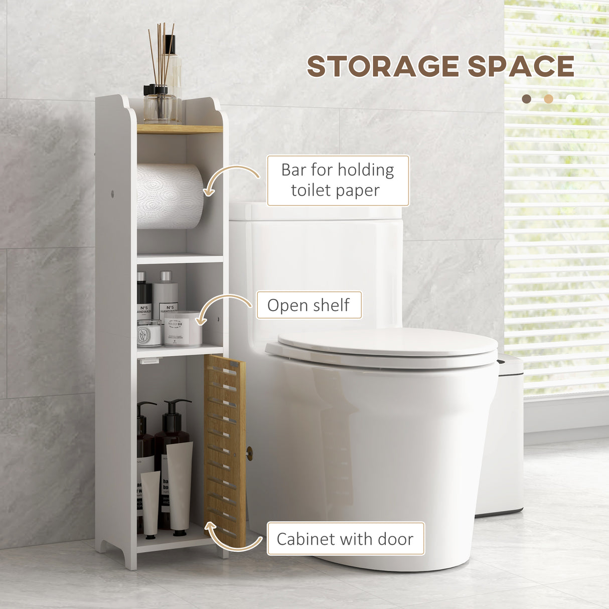 easycomfort easycomfort mobiletto bagno salvaspazio in truciolato con ripiani e armadietto inferiore 18x20x90 cm bianco