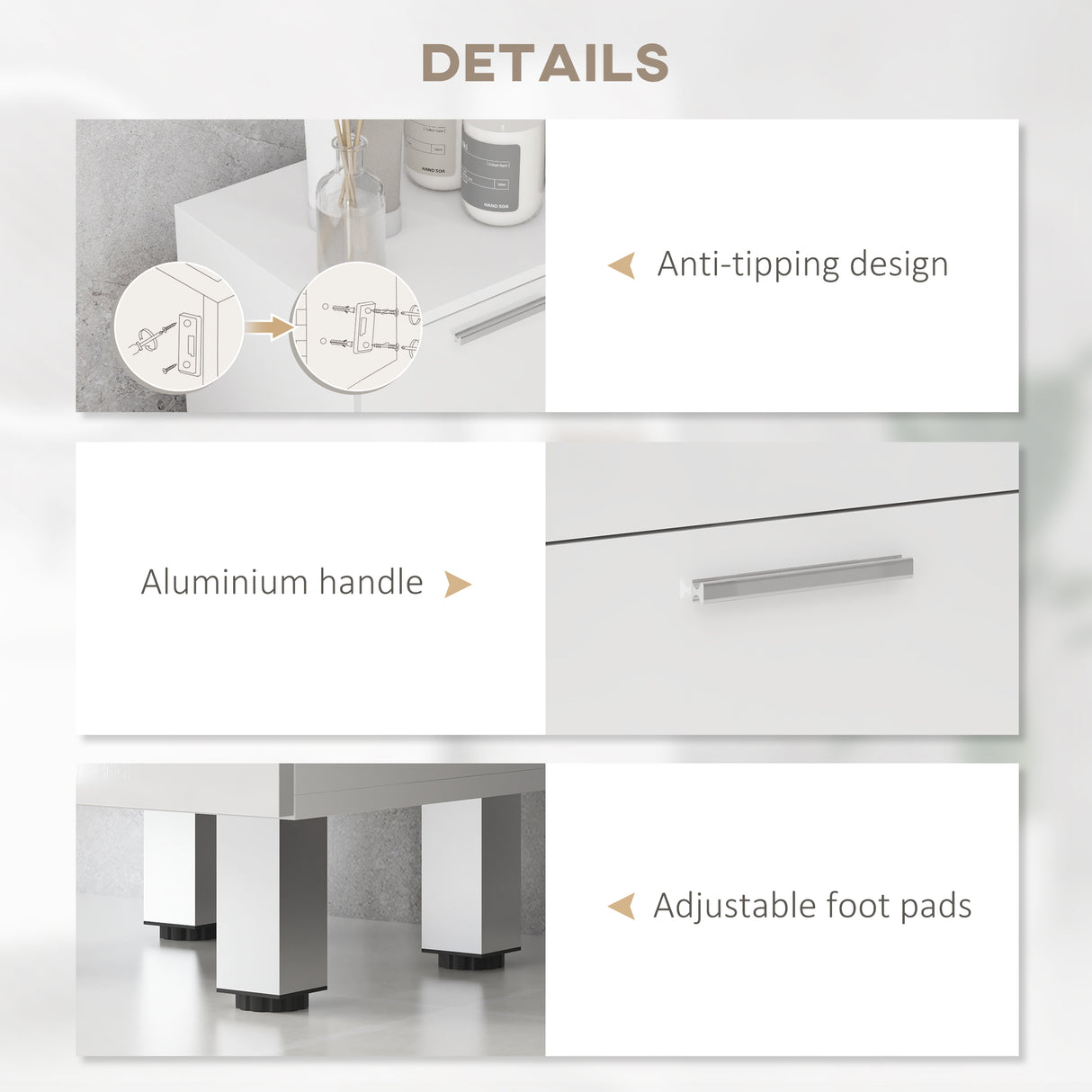 easycomfort easycomfort mobiletto bagno in truciolato con 4 cassetti e base rialzata 30x30x93 cm bianco