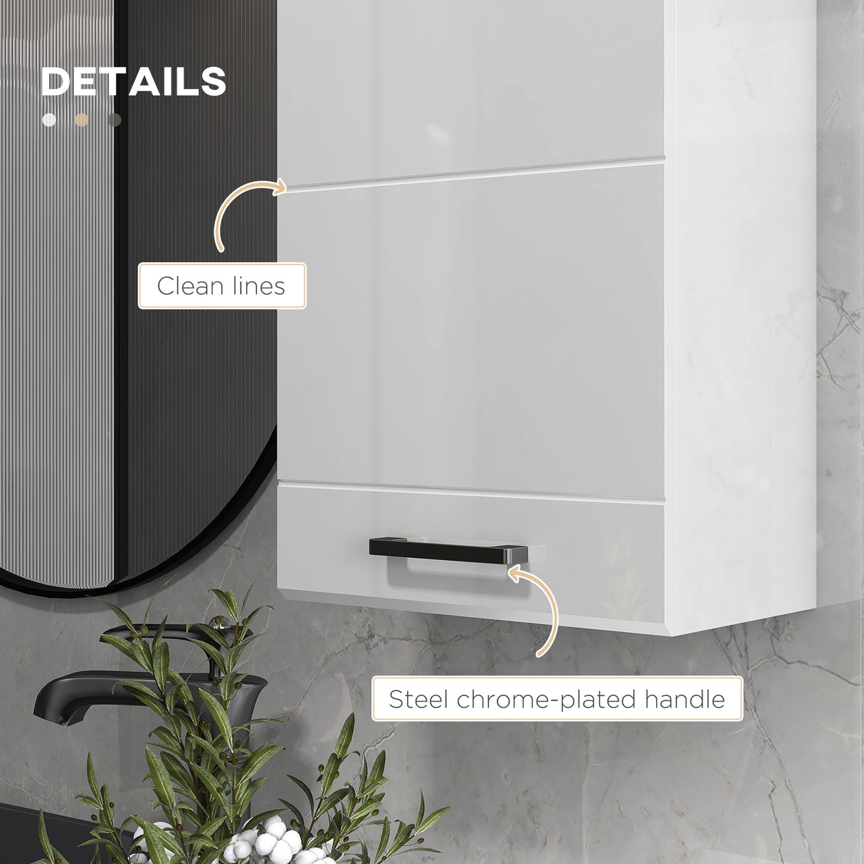 easycomfort easycomfort mobiletto bagno in mdf a muro con 3 ripiani e ripiano superiore regolabile 37x22 5x70 cm bianco