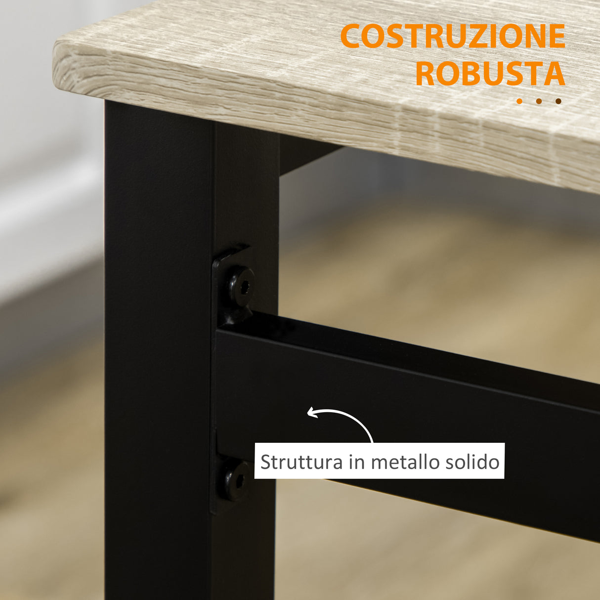easycomfort easycomfort set da pranzo con tavolo rettangolare e 4 sedie in acciaio e mdf nero e rovere