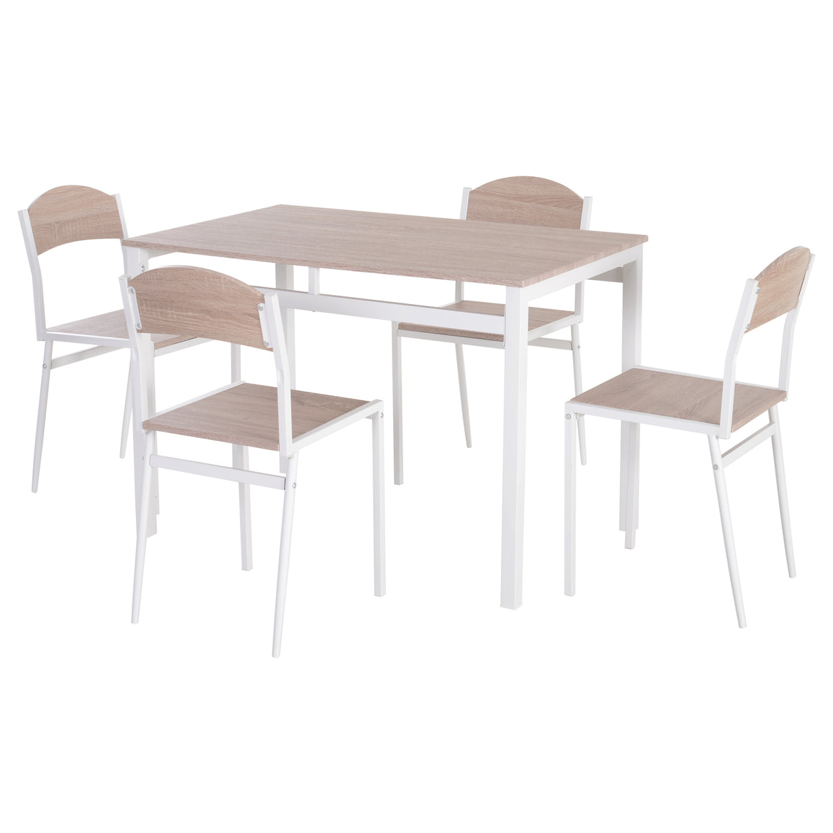 easycomfort easycomfort set da pranzo tavolo e 4 sedie in metallo e mdf bianco e legno ean 8054144133270