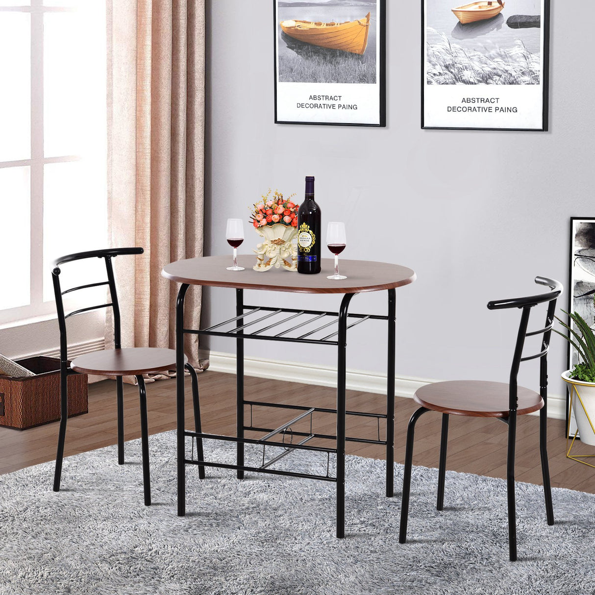 easycomfort easycomfort set da pranzo 3 pezzi tavolo con 2 sedie marrone legno e nero ean 8054111847506