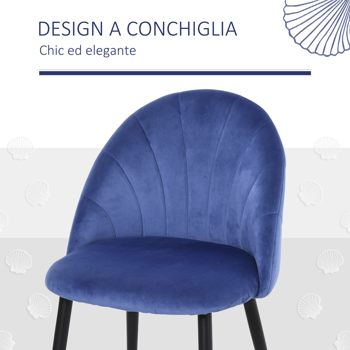 easycomfort easycomfort set 2 sedie imbottite per sala da pranzo design nordico in metallo e velluto blu ean 8055776912585