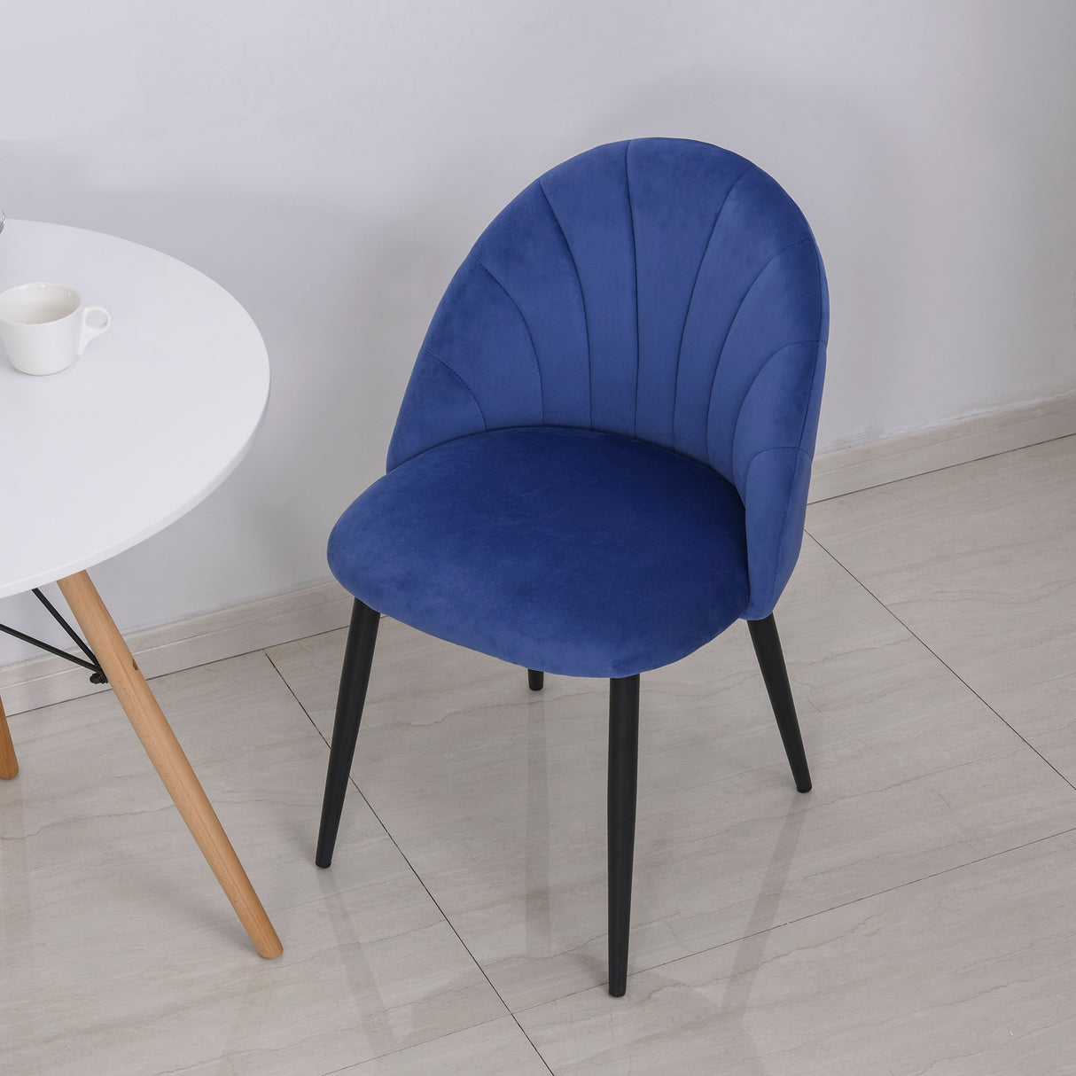 easycomfort easycomfort set 2 sedie imbottite per sala da pranzo design nordico in metallo e velluto blu ean 8055776912585