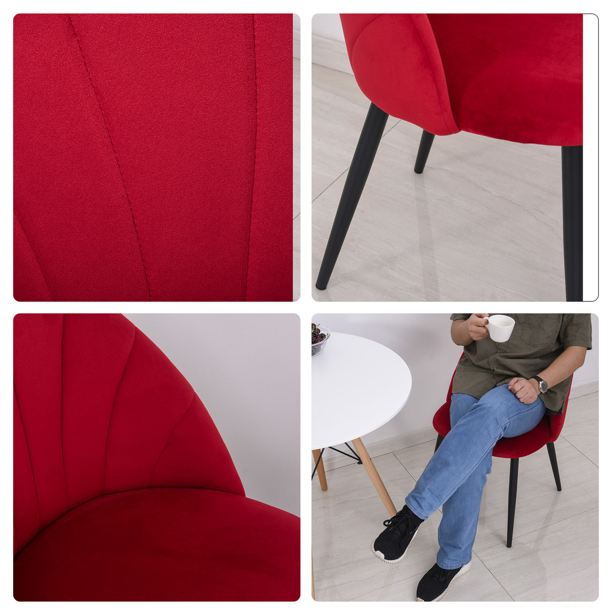 easycomfort easycomfort set 2 sedie per sala da pranzo imbottite dal design nordico in metallo e velluto rosso ean 8055776912158