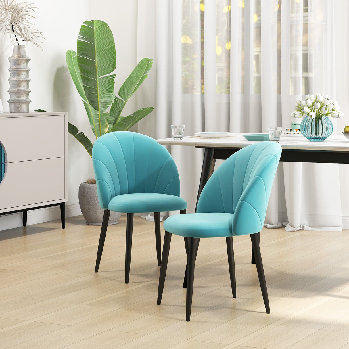 easycomfort easycomfort set 2 sedie da salotto e sala da pranzo imbottite in metallo e tessuto effetto velluto verde chiaro 52x54x79 cm