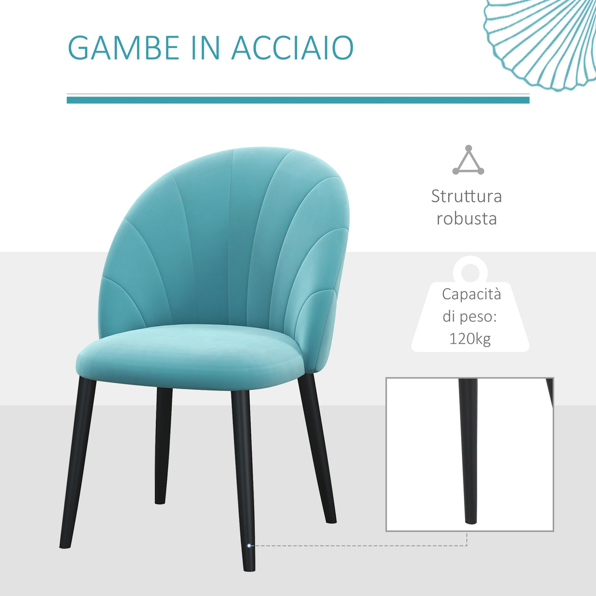 easycomfort easycomfort set 2 sedie da salotto e sala da pranzo imbottite in metallo e tessuto effetto velluto verde chiaro 52x54x79 cm