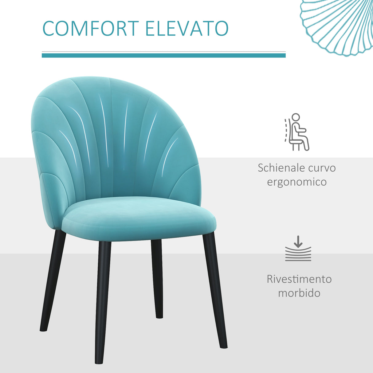 easycomfort easycomfort set 2 sedie da salotto e sala da pranzo imbottite in metallo e tessuto effetto velluto verde chiaro 52x54x79 cm