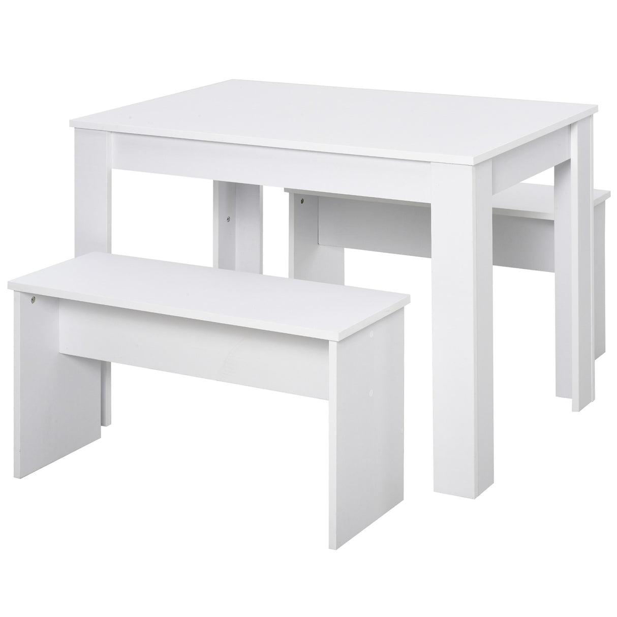 easycomfort easycomfort set da pranzo tavolino con 2 panche in stile moderno bianco 110 x 70 x 75cm