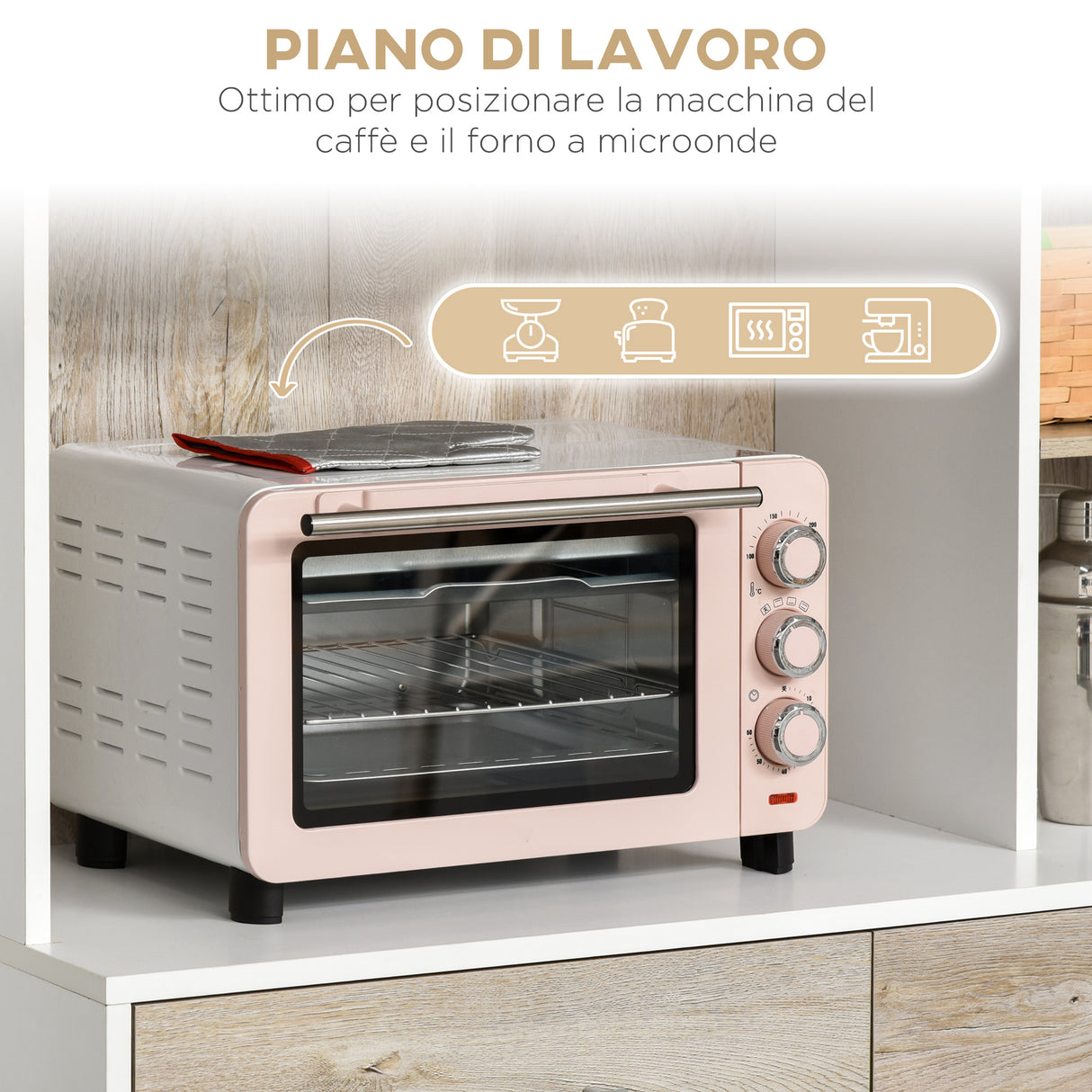 easycomfort easycomfort mobile buffet dispensa cucina bianco e legno ante cassetti vani aperti