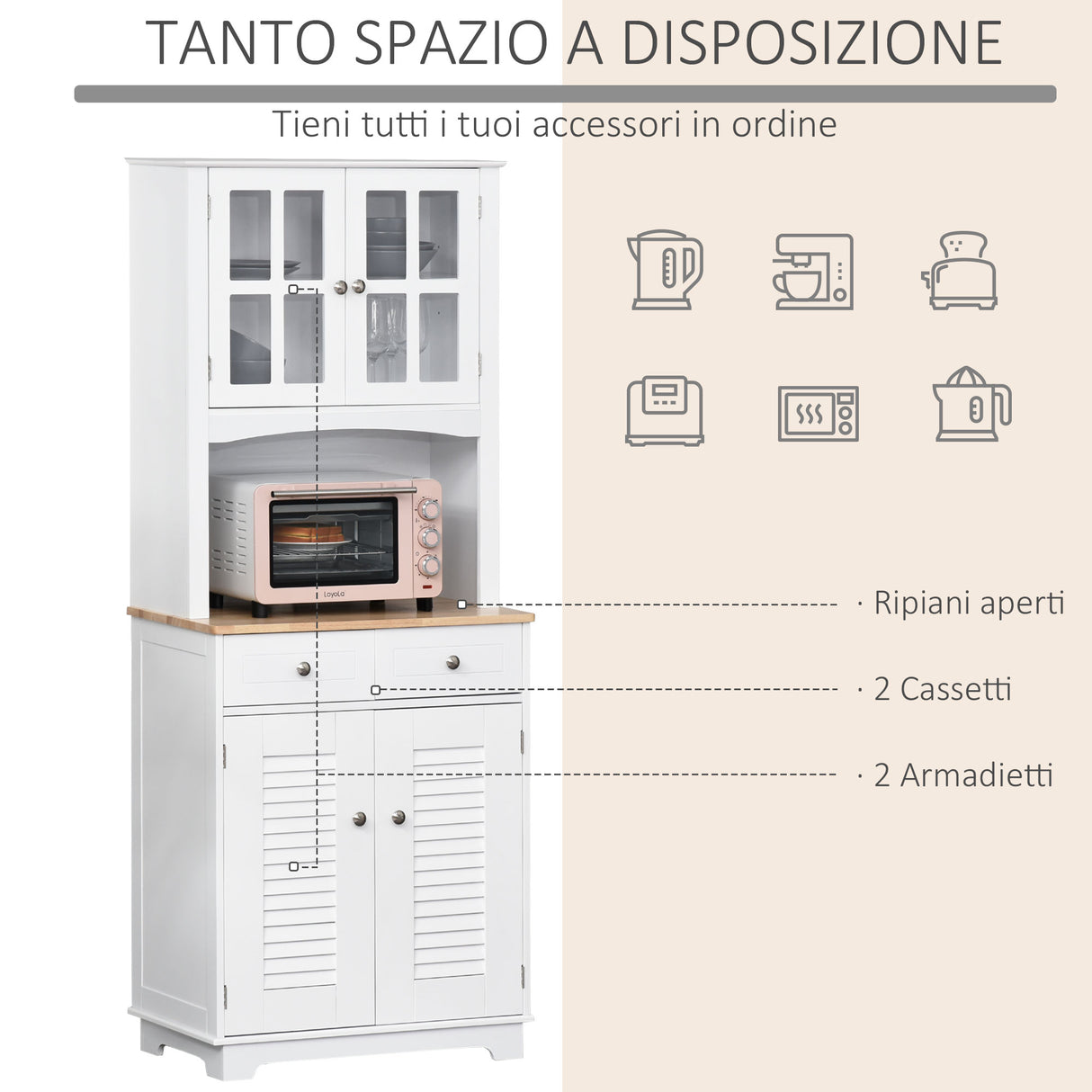 easycomfort easycomfort credenza alta per cucina mobile buffet in legno bianco ean 8054144135472