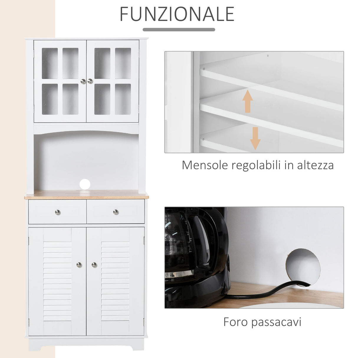 easycomfort easycomfort credenza alta per cucina mobile buffet in legno bianco ean 8054144135472