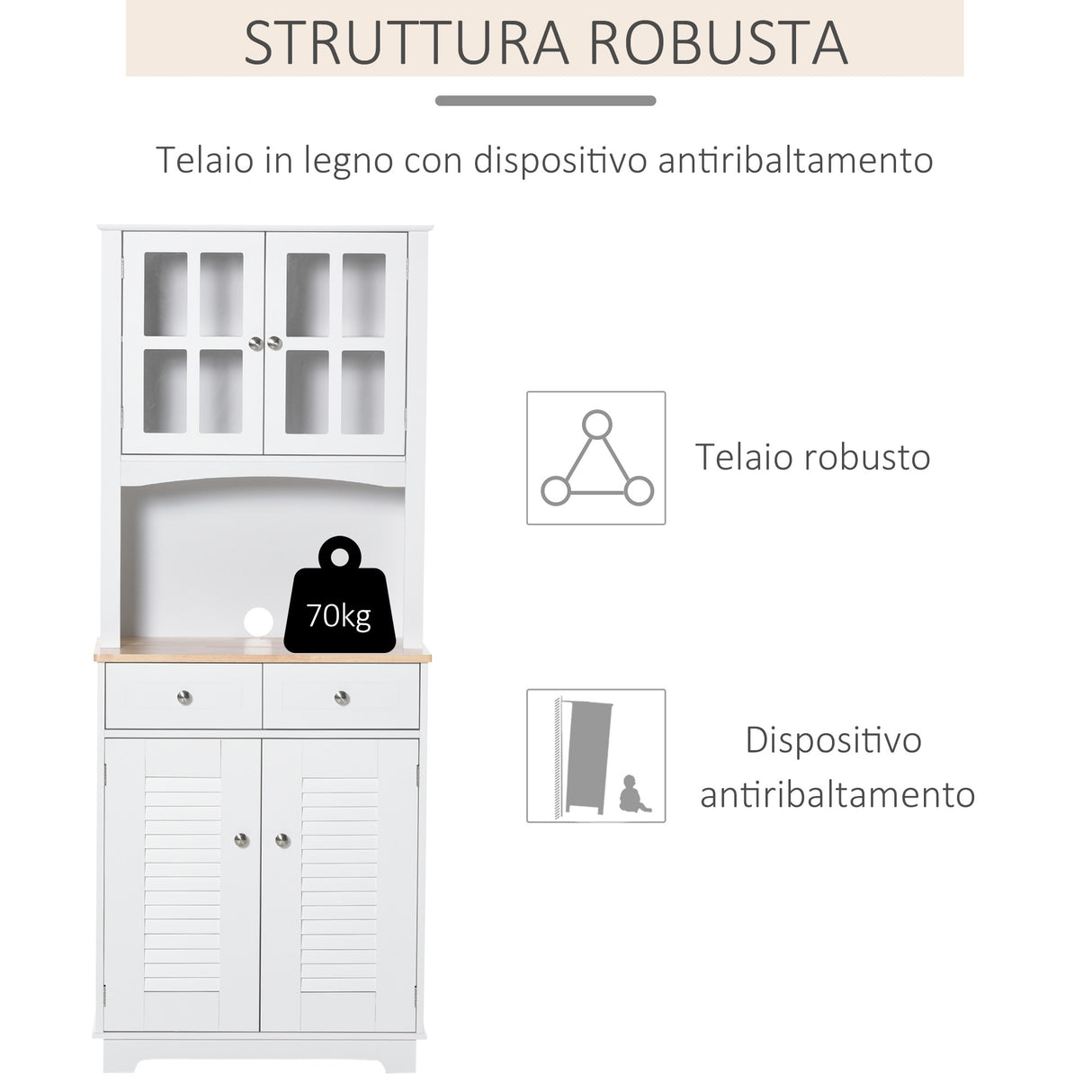 easycomfort easycomfort credenza alta per cucina mobile buffet in legno bianco ean 8054144135472