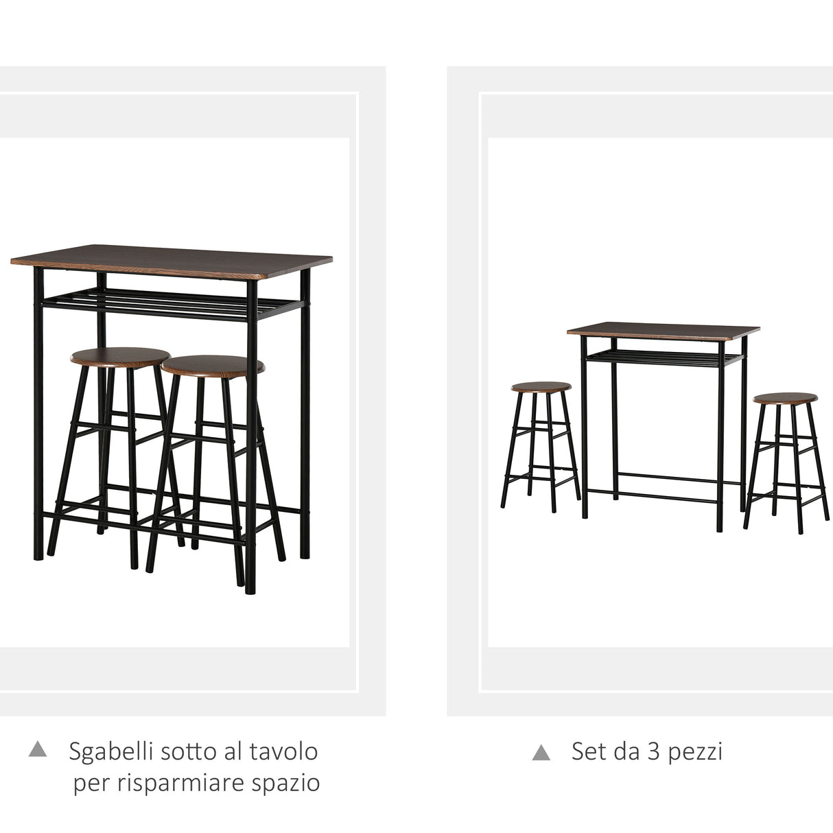 easycomfort easycomfort tavolo alto con 2 sgabelli per cucina sala bar poggiapiedi e mensola ean 8054144130316