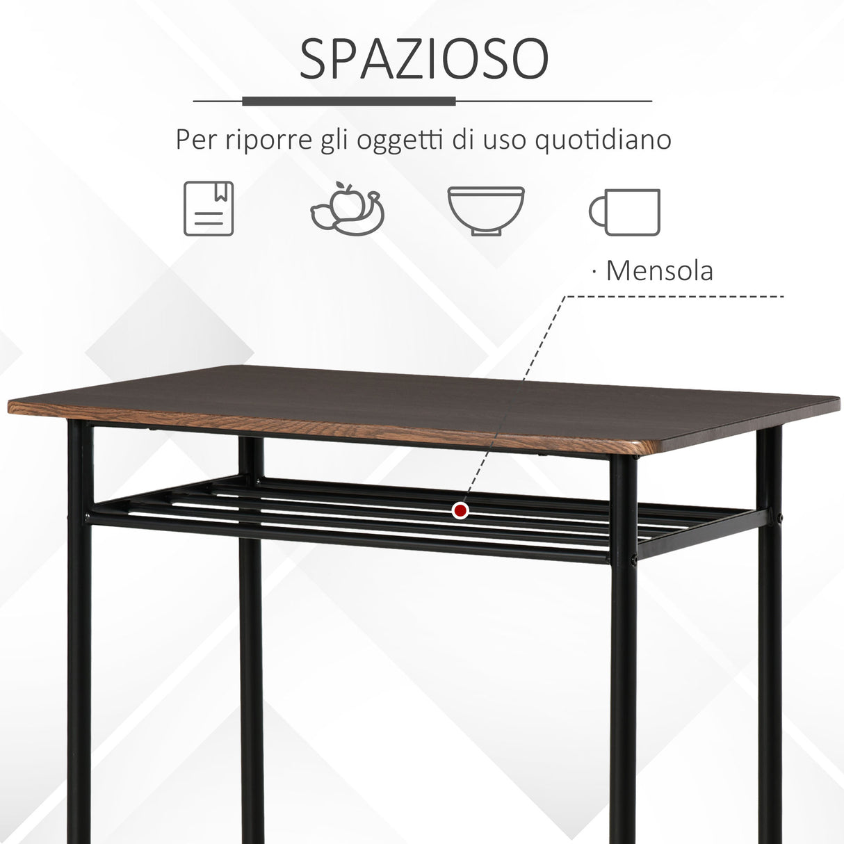 easycomfort easycomfort tavolo alto con 2 sgabelli per cucina sala bar poggiapiedi e mensola ean 8054144130316