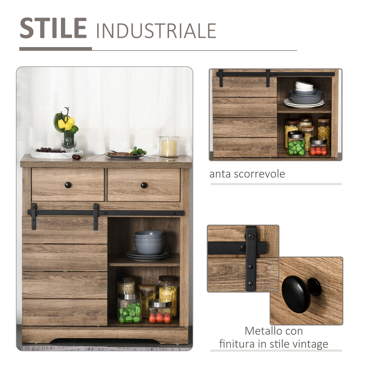 easycomfort easycomfort credenza da cucina in stile industriale dispensa vintage ean 8054144130026