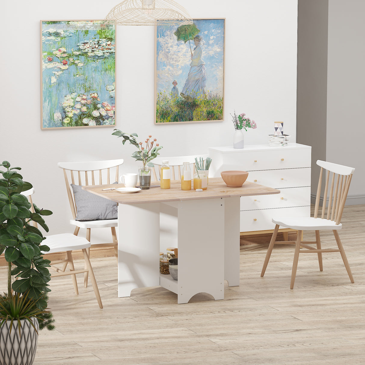 easycomfort easycomfort tavolo consolle a ribalta con vano mensola tavolino da salotto e cucina pieghevole salvaspazio color legno e bianco 118x80x72cm ean 8054144135571