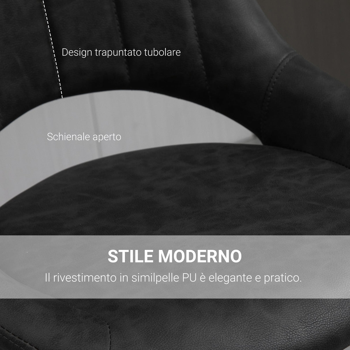 easycomfort easycomfort set 2 sgabelli da bar con altezza regolabile e poggiapiedi in similpelle e metallo grigio