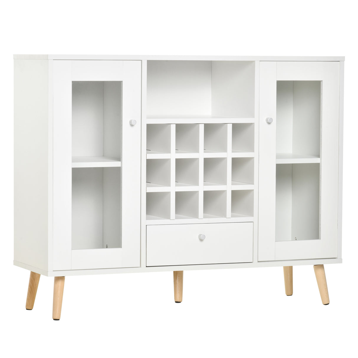 easycomfort easycomfort credenza con cantinetta vini 12 bottiglie cassetto e armadietti in legno 100x33x80cm bianco
