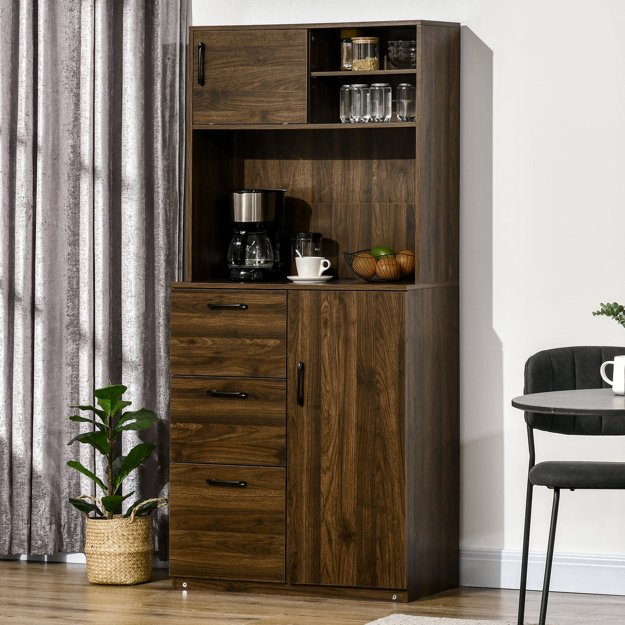 easycomfort easycomfort credenza moderna con 3 cassetti e armadietti mobile dispensa per cucina e soggiorno in legno 80x40x178cm noce
