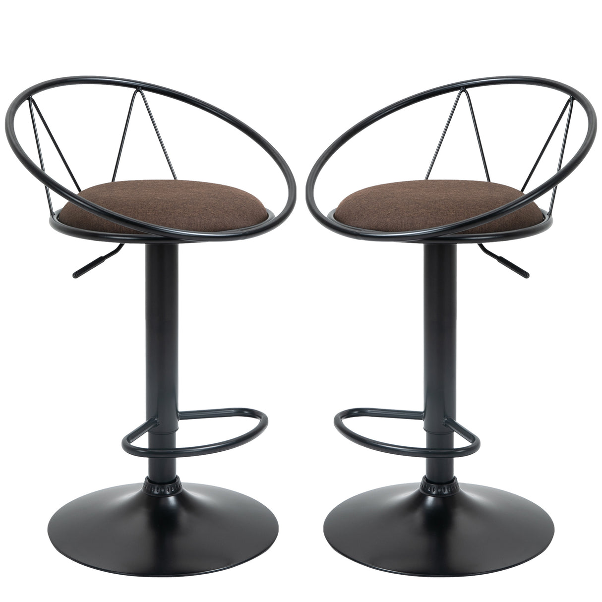 easycomfort easycomfort set 2 sgabelli da bar girevoli con poggiapiedi altezza regolabile e seduta imbottita marrone