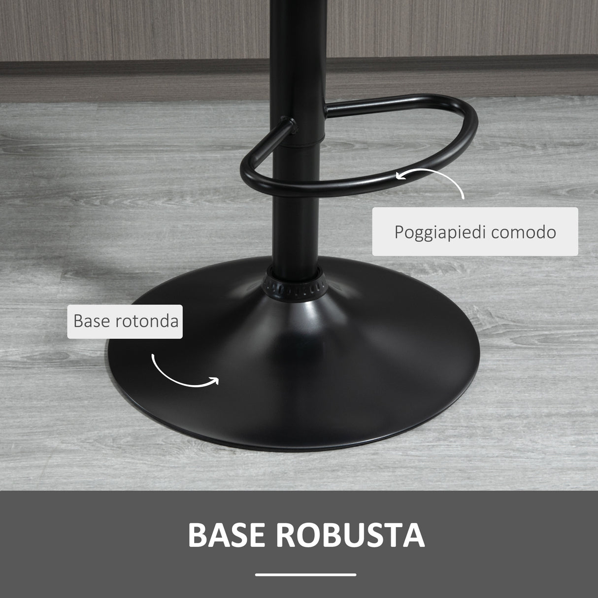 easycomfort easycomfort set 2 sgabelli da bar effetto velluto girevoli con altezza regolabile e poggiapiedi grigio