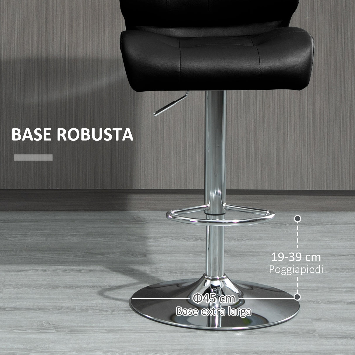 easycomfort easycomfort set 2 sgabelli da bar girevoli imbottiti con altezza regolabile similpelle nero