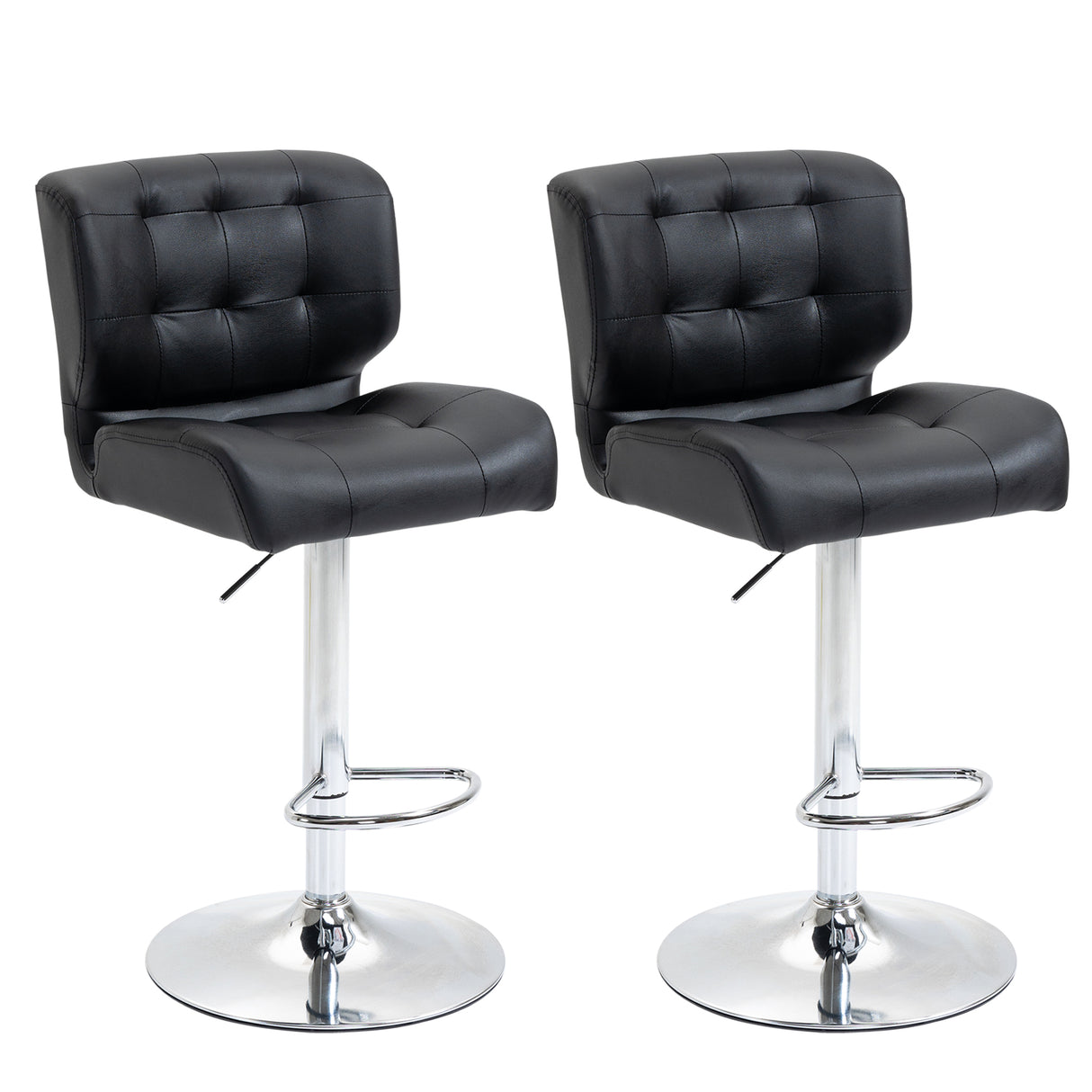 easycomfort easycomfort set 2 sgabelli da bar girevoli imbottiti con altezza regolabile similpelle nero