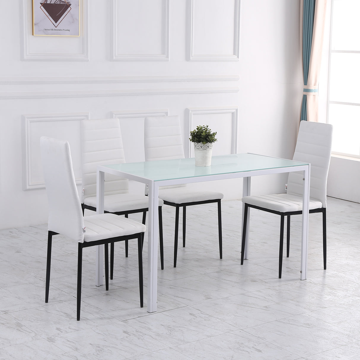 easycomfort easycomfort set 4 sedie imbottite stile moderno in metallo e tessuto bianco