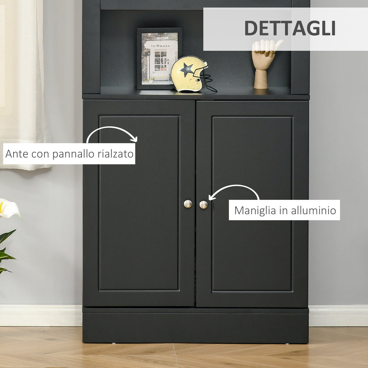 easycomfort easycomfort credenza cucina in legno con ripiani e armadietto 2 ante con mensole regolabili 74 6x35 5x182 5cm