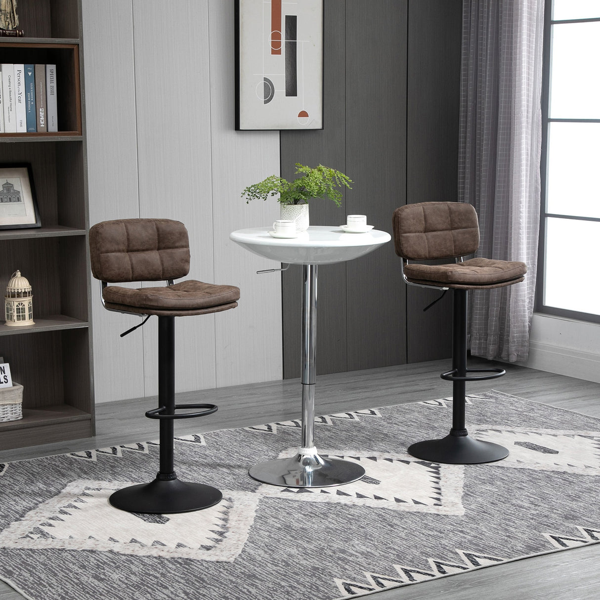 easycomfort easycomfort set 2 sgabelli da bar girevoli con altezza regolabile similpelle e imbottitura marrone