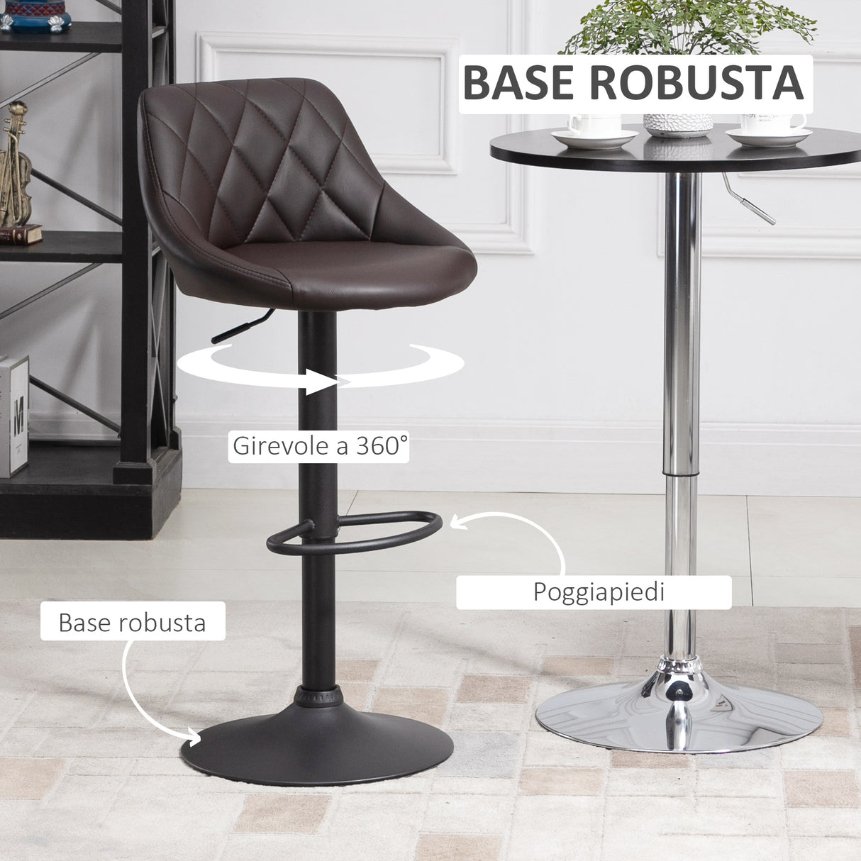 easycomfort easycomfort set 2 sgabelli da bar di design girevoli con altezza regolabile marronenero