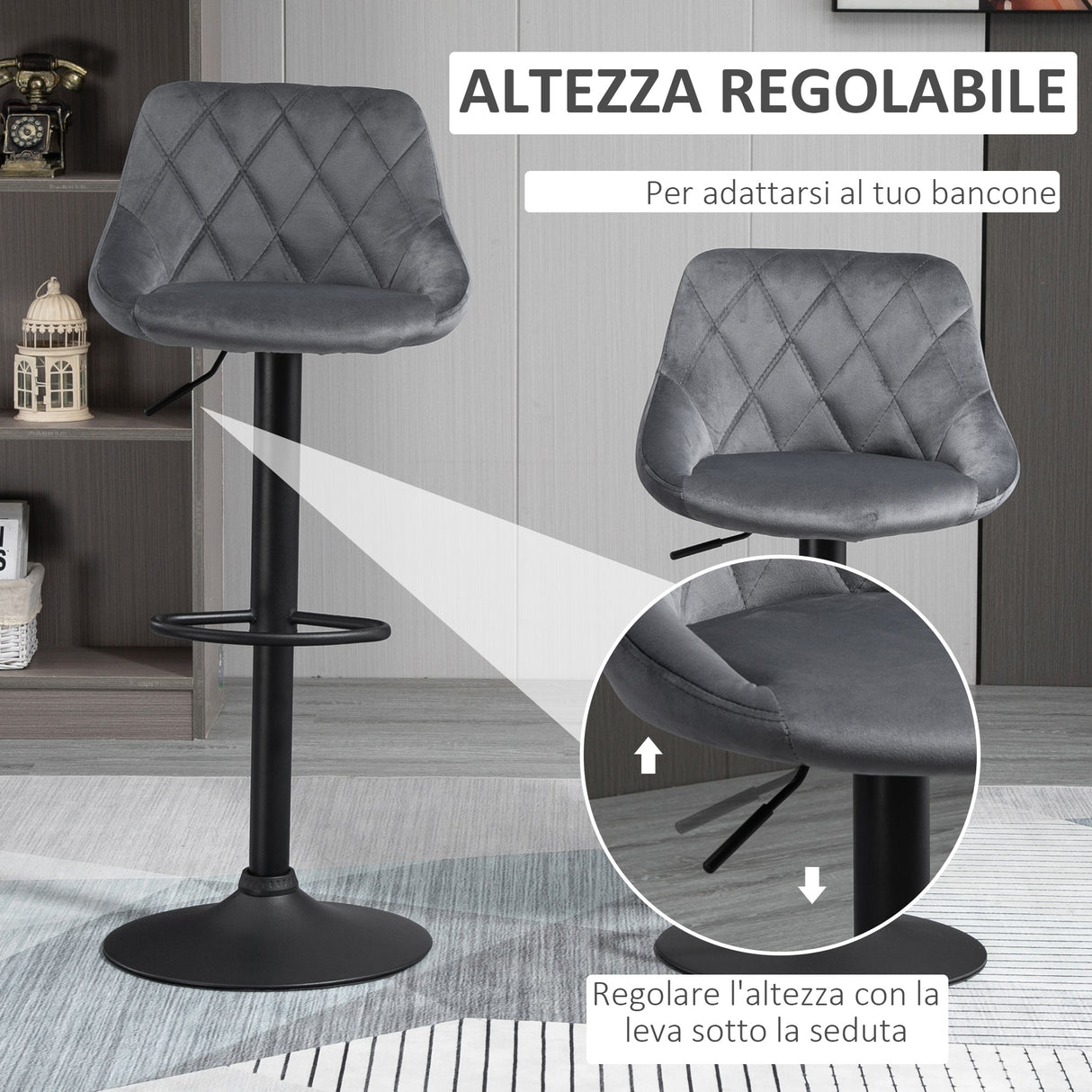 easycomfort easycomfort set 2 sgabelli da bar di design girevoli con altezza regolabile grigio scuronero