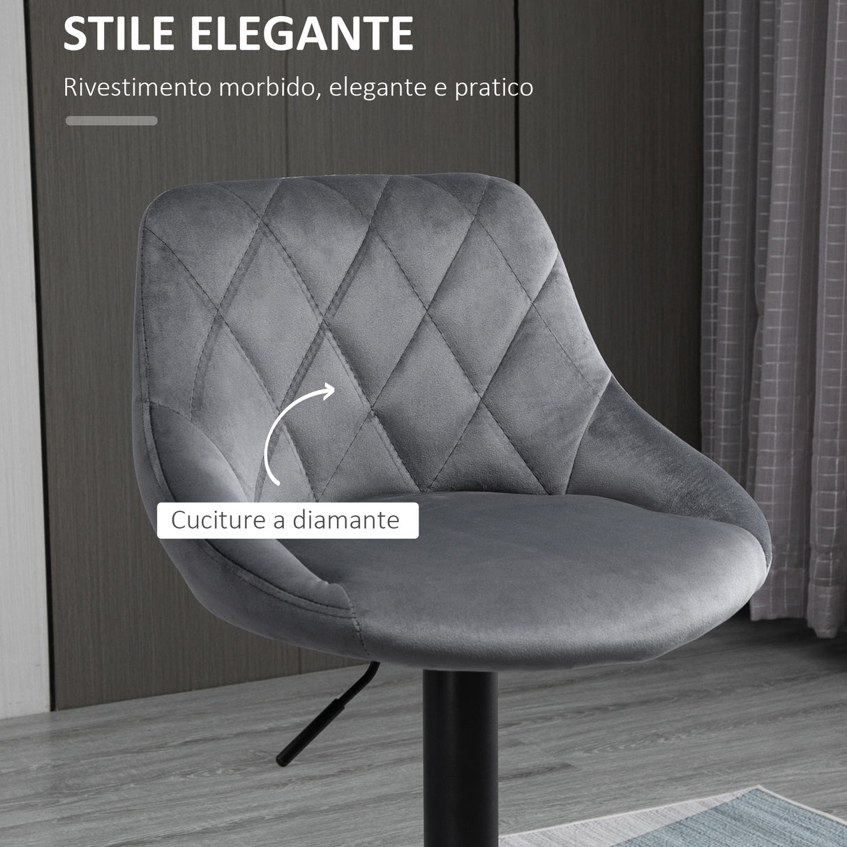 easycomfort easycomfort set 2 sgabelli da bar di design girevoli con altezza regolabile grigio scuronero